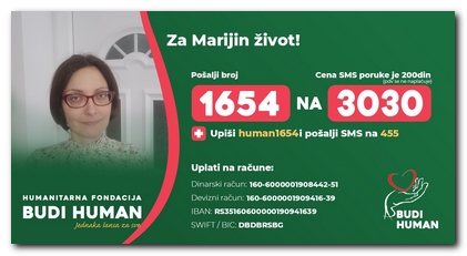 Humanitarna predstava za Mariju Veljić u nedelju u beočinskom Domu kulture