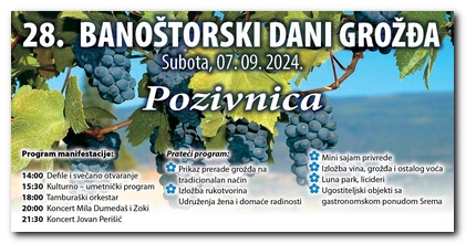 28. manifestacija „Banoštorski dani grožđa“ u subotu u Banoštoru